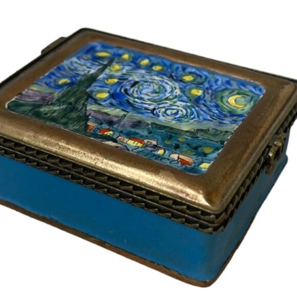 COPY - Vintage Kelvin Chen Van Gogh Stary Night Trinket Box - Picture 3 of 5